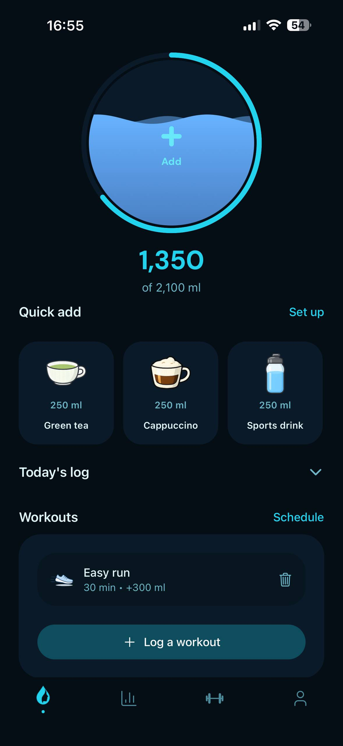 Waterfy home screen